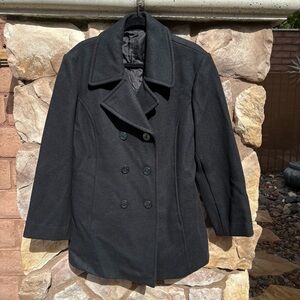 Vintage US Navy Peacoat Black Wool Men’s Size XL Double Breasted Military 60s
